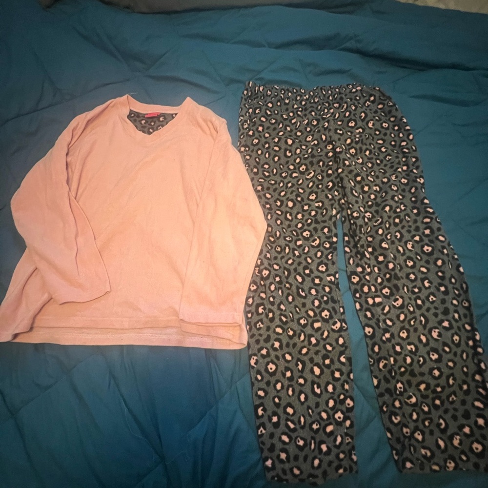 Pink Top and Leopard Print Pajama Set